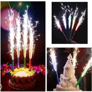 Свеча Фонтан для торта, Цветное пламя, Разноцветный, 10 см, 4 шт. (30 сек)