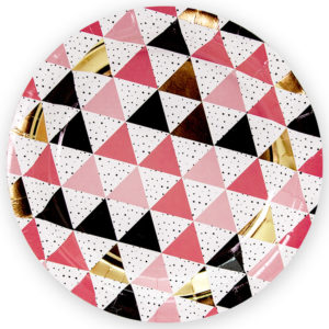 Тарелки (7''/18 см) Геометрия треугольников, Розовый, Металлик, 6 шт.