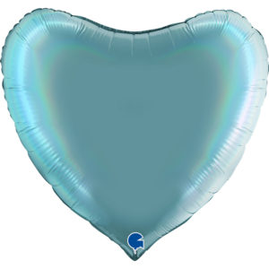 Шар. Сердце, Лазурно-голубой, Голография (36''/91 см, ITA)