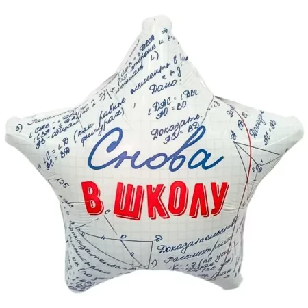 Воздушный шар из фольги. Звезда, Снова в Школу (19''/48 см, RUS)