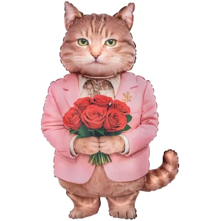 Воздушный шар из фольги. Фигура, Кот Романтик, Сатин (42''/107 см, CHN)